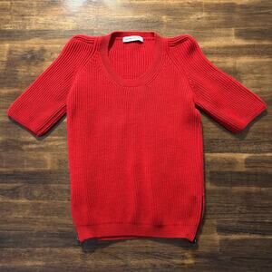 See by Chloe Women’s 4 Sweater Knit Top Pullover Short Sleeve Wool Blend Red
